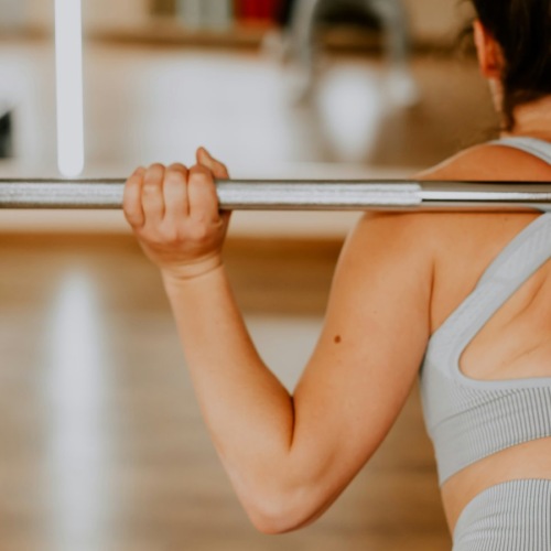 a woman lifting weights